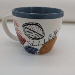 Starbucks Coffee Mug 12 oz Floral Ceramic Cup 2010 Art Flowers Design Collectibl